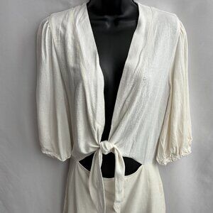 STILLWATER NWT Linen Blend Cream White Cutout Dress Size M Lagenlook Boho